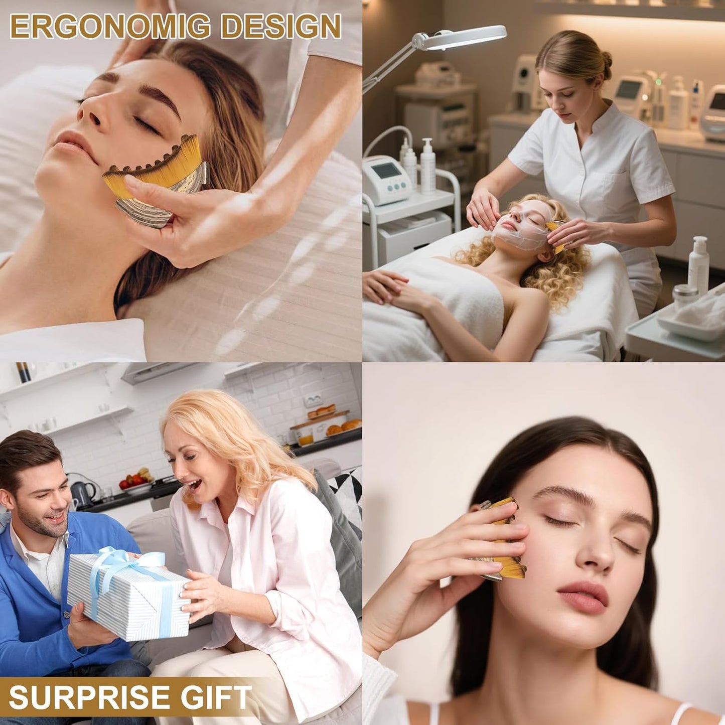 2 PCS ymphatic Contour Face Brush, Dry Brushing Face Brush, Lymphatic Drainage Massager for Face, Ergonomically Designed to Fit The Skin Precisely and Relieve Fatigue