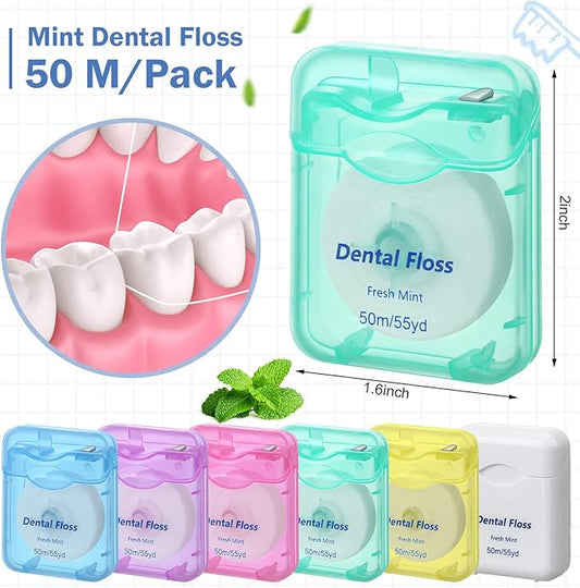 36 Pack Mini Dental Floss Bulk Mint Flavored 50m Each Travel Dental Floss Oral Care for Teeth and Gum Protection(Colorful)