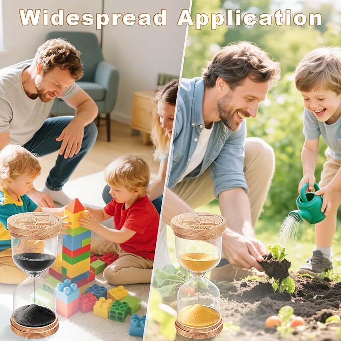 2 Minute Wooden Sand Timer Hourglass:Beech Wood Sand Clock,Small Sand Watch 2 Min,Hour Glass Sandglass for Home,Brushing Teeth,Kitchen (Black)