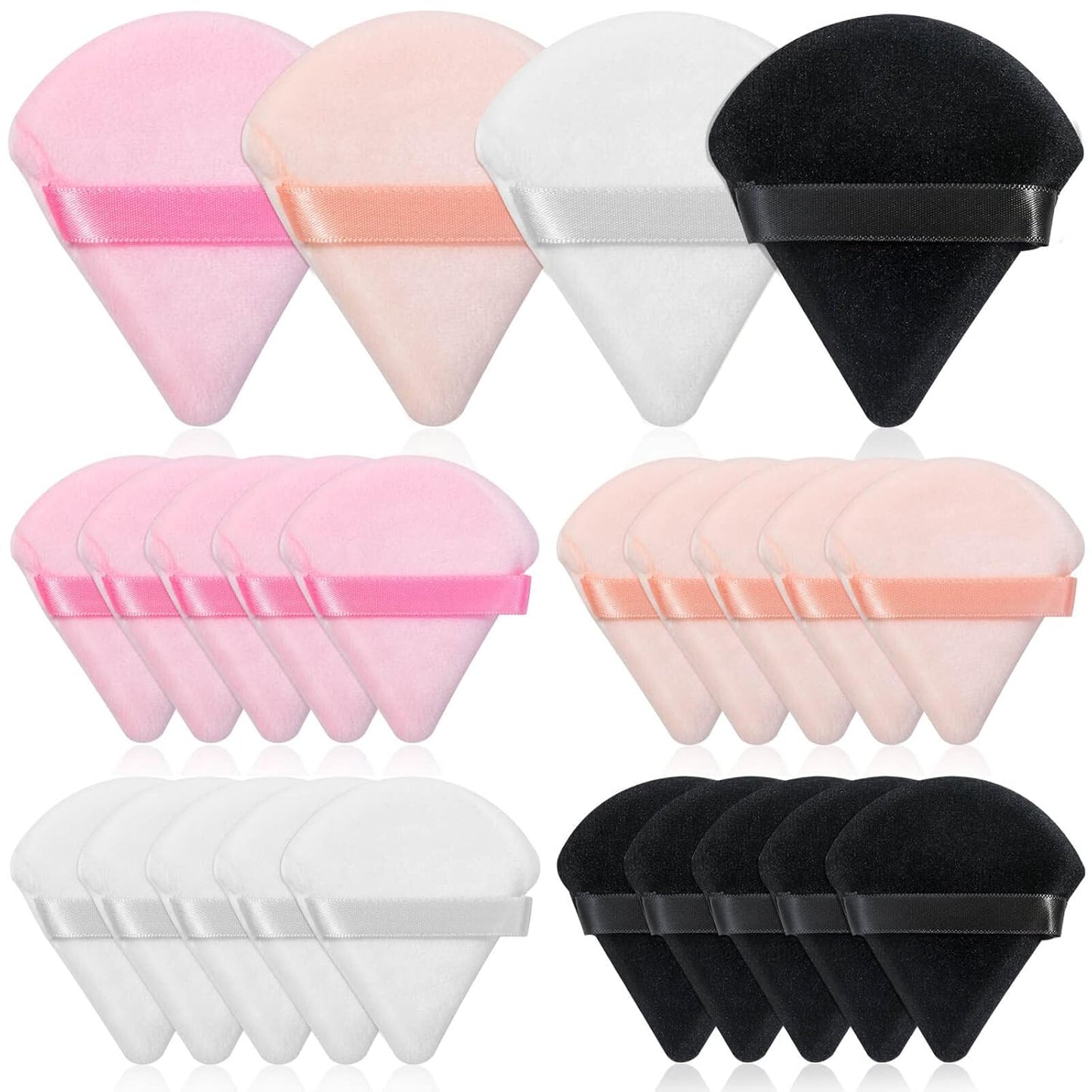20pcs Triangle Powder Puff, Setting Powder Puff for Make Up, Face Puff Pads for Loose Powder and Press Powder, Makeup Sponge Powder Applicator for Face and Eye