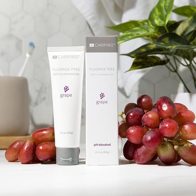 CariFree Fluoride Free Gel, Sweet Grape Flavor, Nano Hydroxyapatite Toothpaste, Neutralizes pH, Freshens Breath & Moistens Mouth, Dentist Recommended for Oral Care, 2.3 Ounce