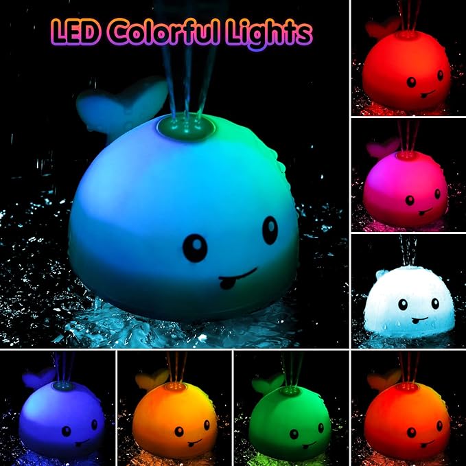 Baby Bath Toys, Toddler Bath Toys for Kids Ages 1-3, Christmas Stocking Stuffers 1 2 3 Year Boy Girl Gifts, Infant Baby Toy 6-12-18 Months, Light Up Whale Bath Toy Sprinkler Bathtub Water Toy