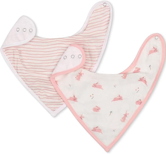 Bamboo Little Baby Bibs (Pack of 2) - Bibs with Adjustable Snaps- Absorbent Terry Backing