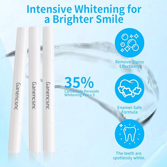 eeth Whitening Kit for Sensitive Teeth | 32X LED Light, 3 Teeth Whitening Gel Pens & 1 Remineralization Pen |Wireless with Tray ，35% Carbamide Peroxide Teeth Whitener