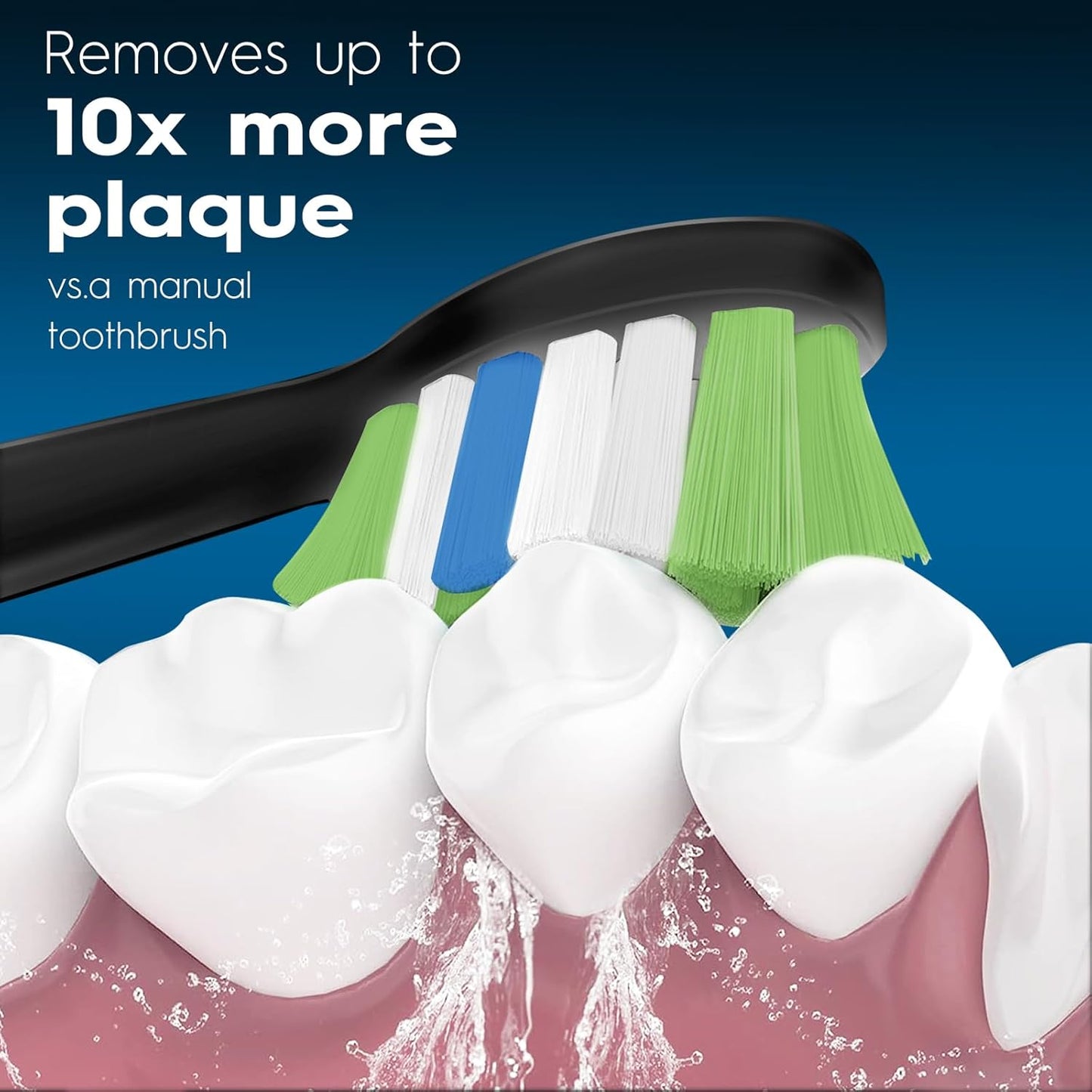 Replacement Toothbrush Heads Compatible with Philips Sonicare ProtectiveClean 4100 5100 5300 6100 Electric Toothbrushes, W Replacement Head for Sonicare, Black/White, 8 Count