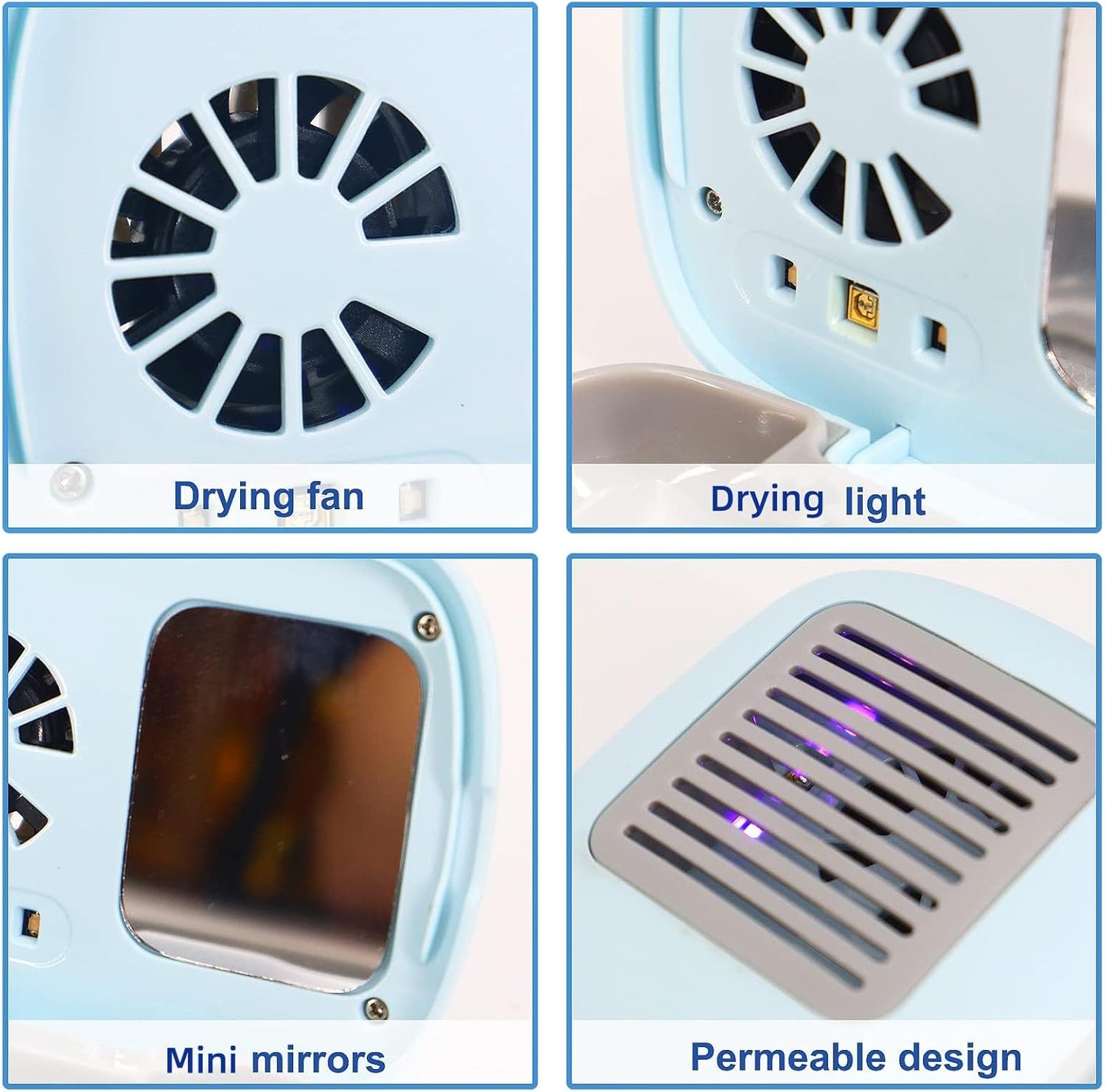 Mini Travel Toothbrush Cover with Air Drying Fan, Toothbrush Travel Case with Drying Lamp Rechargeable Portable Toothbrush Container Toothbrush Holder (Blue)