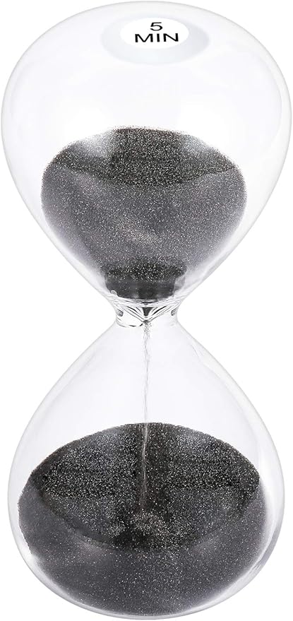 SuLiao Sand Timer 5 Minute Hourglass: 5.1 Inch Black Sand Clock, Large Sand Watch 5 Min, Hour Glass Sandglass for Kids, Games, Classroom, Home, Desk, Office Decorative