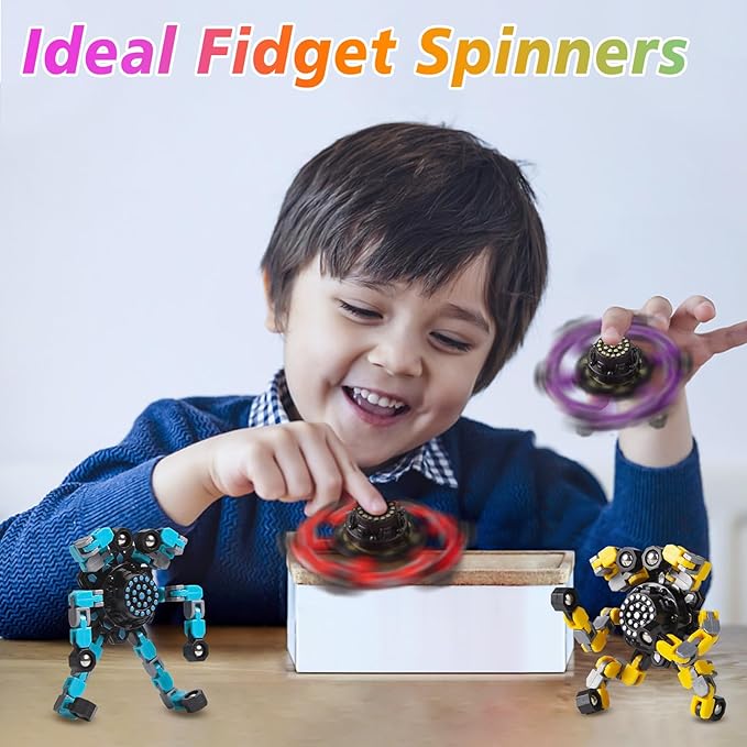 Stocking Stuffers Gifts for Grandkids Transformable Fidget Spinners for Kids and Adults Stress Relief Sensory Fidget Toys for Boys Age 8-13 Teen Girls Kids Toys2 Pcs
