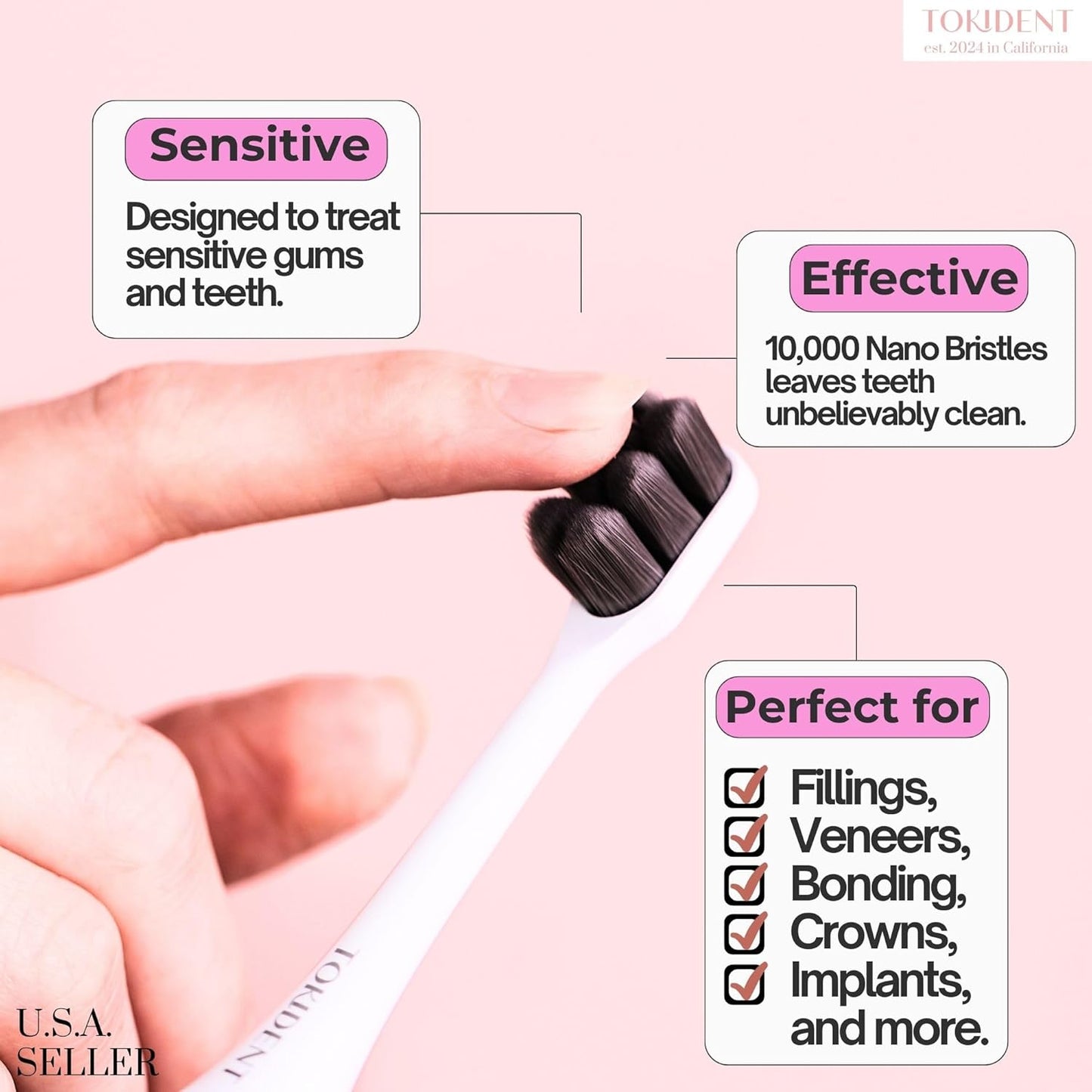 Replacement Brush Heads for Philips Sonicare Electric Brush - Ultra Soft Toothbrush Heads for Sensitive Teeth & Gums - Replacement Head with 10,000 Wave Cut Nano Bristles - 4 Pack - Pearly White