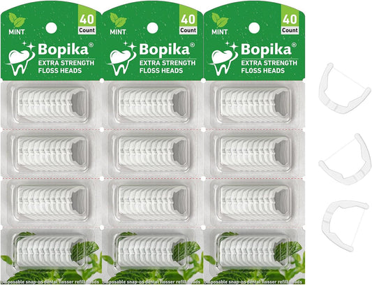 bopika Ultraclean Access Flosser Refill Heads, for Hard to Reach Areas, Mint, Compatible with Listerine Ultraclean Access Flosser, 3 Pack, 120 Count