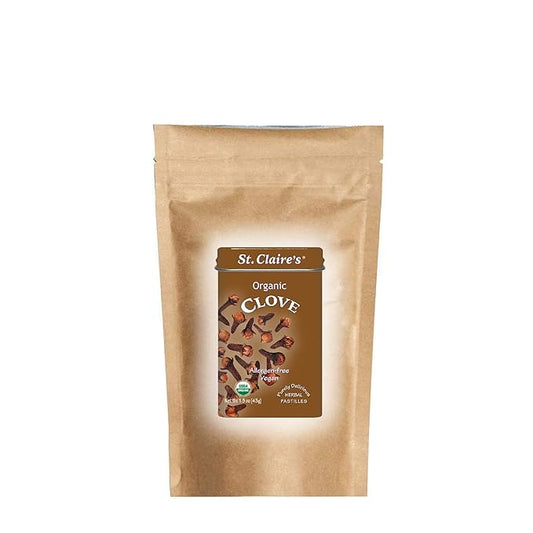 St. Claire's Organic Herbal Pastilles, (Clove, 8 Ounce Refill Bag) | Gluten-Free, Vegan, GMO-Free, Plant-based, Allergen-Free | Made in our Allergen-Free facility