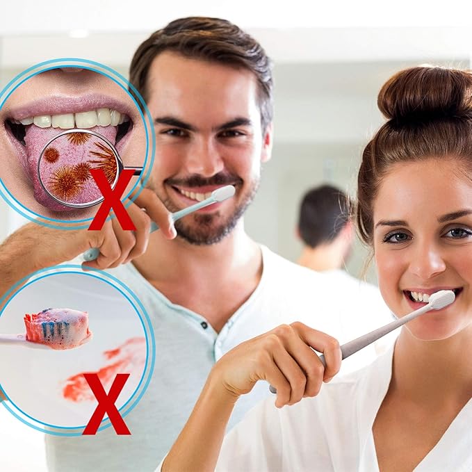 Boao 4 Pieces Extra Soft Toothbrushes for Sensitive Gums with 20000 Micro Nano Bristle for Adult Pregnant Gum Recession Elderly Braces, Protect Fragile Gums(Black, White, Green, Beige)