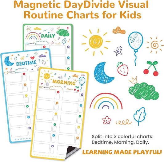 JJPRO Magnetic Bedtime/Morning/Daily Routine Chart for Kids with Reward Jar-Morning Routine Chart,Daily Checklist Reward Chart for Toddlers,Reward Jar for Kids,Cute Visual Schedule Board for Home