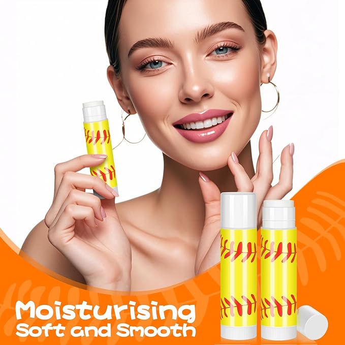 12Pack Softball Lip Balm for softball theme party Bulk Gifts,Beeswax Moisturizing Lip balm,Vanilla Flavor Plumping Chapstick for softball Team Girls kids Men Women Sports Lovers