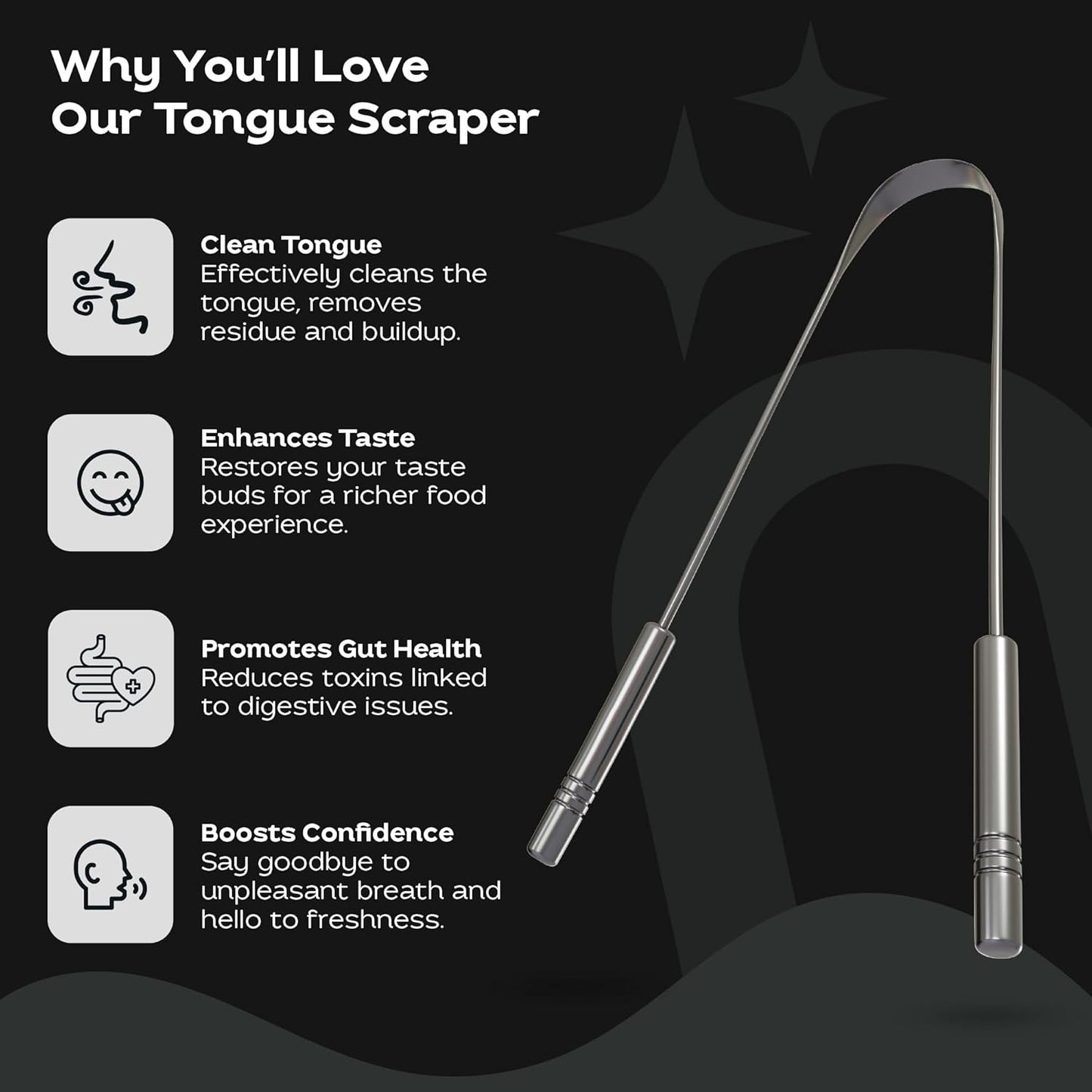 Justnatur 100% Pure Stainless Steel | Ultimate Tongue Cleaner for Fresher Breath | Reusable Metal Tongue Scraper for Adults & Kids | Extra Durable Tongue Cleaning Tool (30g Pack of 2)