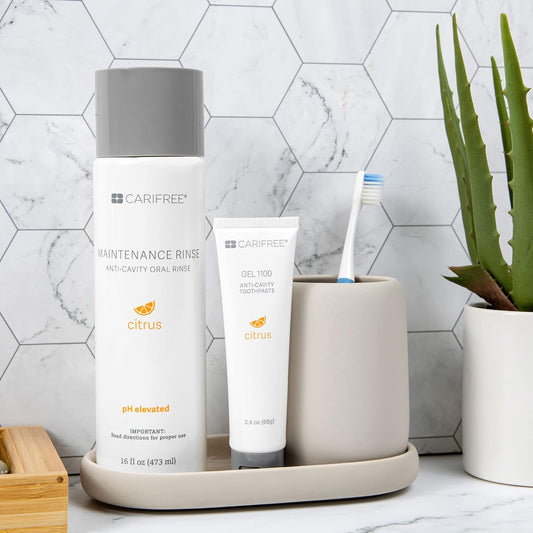 CariFree Maintenance & Prevention Kit, Citrus Flavored | Anti-Cavity Fluoride Toothpaste & Mouthwash Freshens Breath and Moistens Mouth | Dentist Recommended for Oral Care (2 Piece Set)