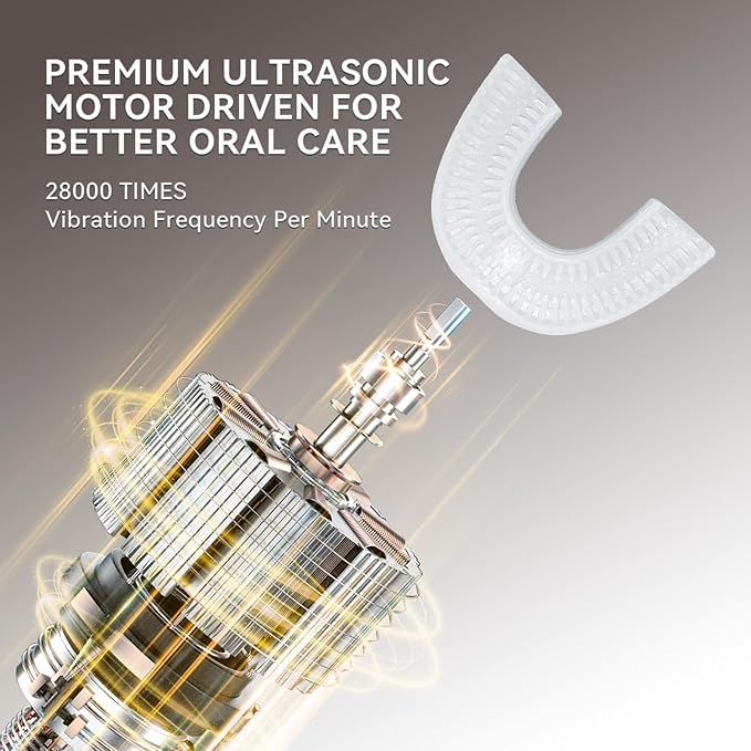 Adult Sonic Automatic Electric Toothbrush, 360° Oral Cleaning Stain Whitening (Yellow-Cup)