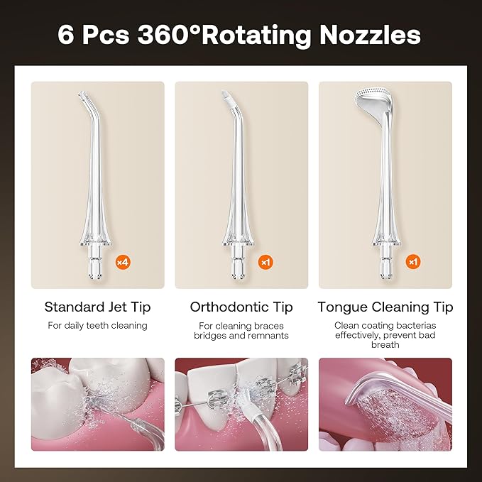 Bitvae Water Dental Flosser Teeth Pick, Cordless Flosser for Travel with 6 Jet Tips, 3 Modes 5 intensities, IPX7 Waterproof Portable & Rechargeable Oral Irrigator Cleaner, Midnight Blue