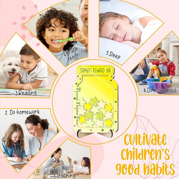 Custom Reward Jars for Kids - Magnetic Reward Jar for Classroom Behavior – Incentive Jar with Stars for Teachers & Kids – Class Rewards Chart, Potty Training, Behavior Management Tool, TT02