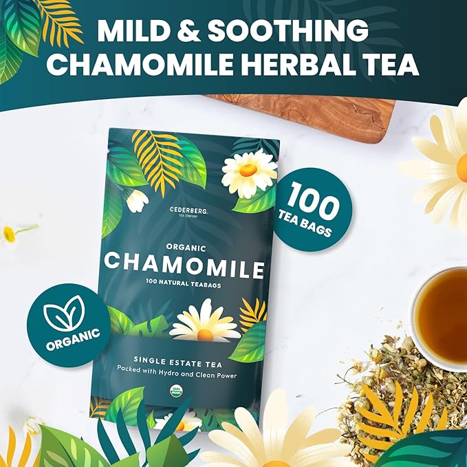 Organic Chamomile Tea — 100 Tea Bags | Organic Herbal Tea From Single Origin | Eco-Friendly Tea Bags | Non-GMO Caffeine Free Tea With Zero Sugar | Cederberg Tea Company