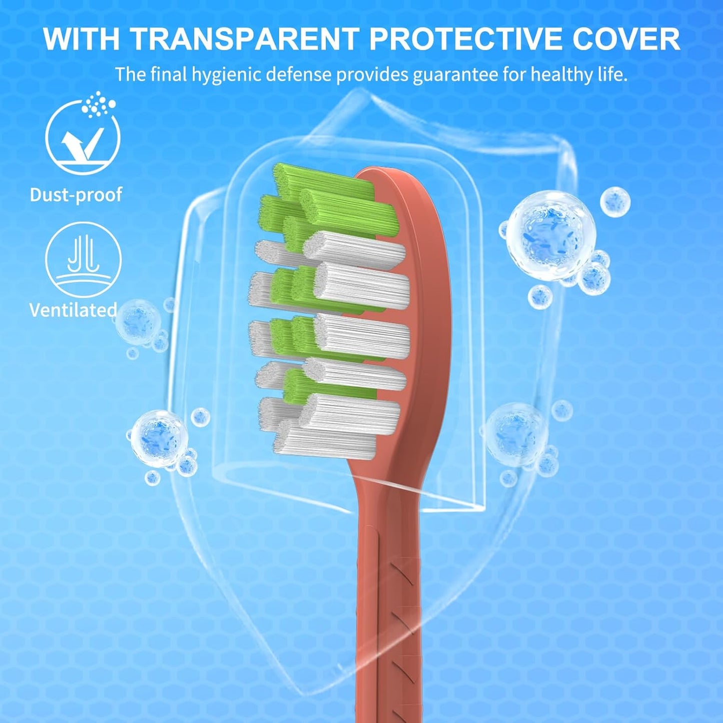 Toothbrush Replacement Heads Compatible with Philips One Series Sonicare Battery Toothbrush HY1100, 10 Pack Replacement Heads, Soft Bristles, Orange Red