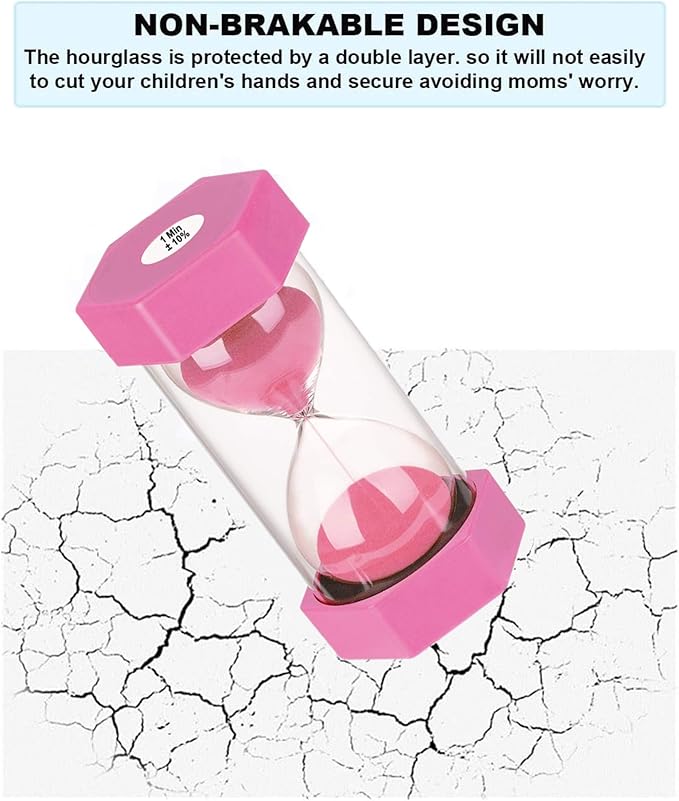 Sand Timer 10 Minutes Hourglass, SuLiao Unbreakable Pink Sand Watch 10 Minuto, Small Sand Clock One Minute, Plastic Hour Glass Timer for Kids, Games, Classroom, Kitchen, Decor