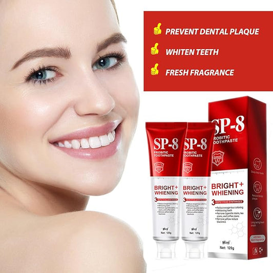 2PCS SP-8 Toothpaste, SP-8 Probiotic Whitening Toothpaste, for Fresh Breath, Protects Teeth & Oral Health, Rich Foam & Easy Rinse, Deep Cleaning Care