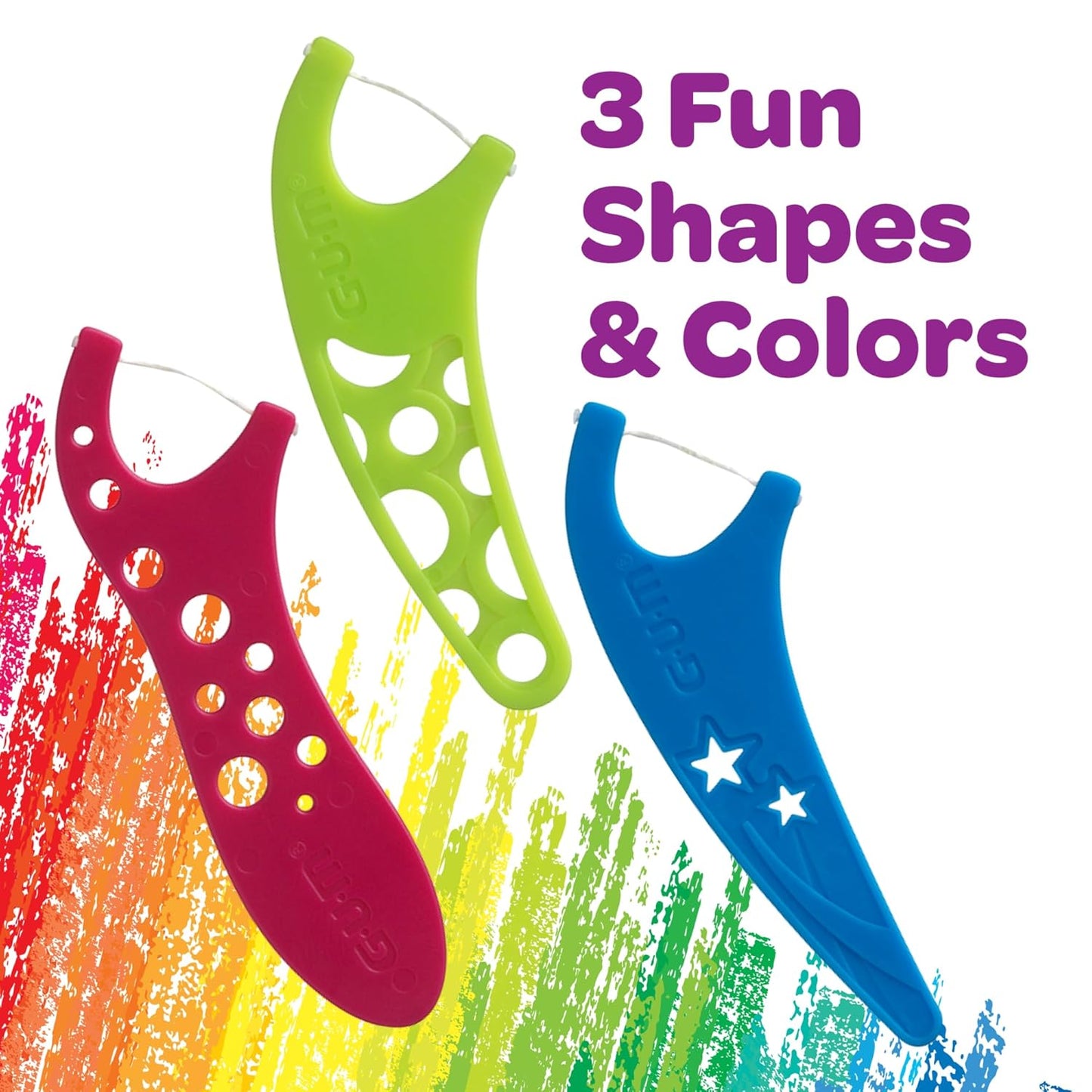 GUM Crayola Kids Flossers with Fluoride - Designed for Little Hands - Fun Grape Flavor - Easy to Use Kids Floss Picks for Children Ages 3+, 75 ct