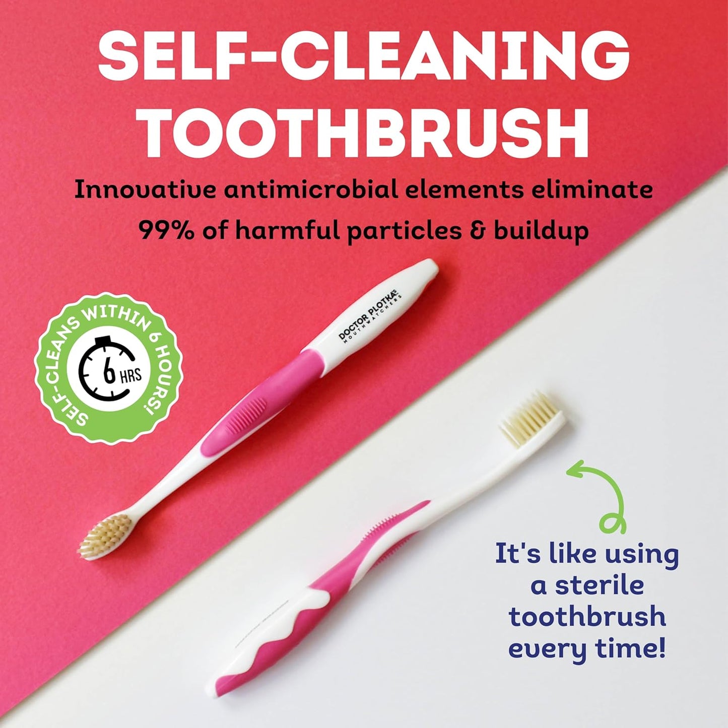 MOUTHWATCHERS Soft Flossing Toothbrushes for Kids, Yellow, Ultra Clean Manual Toothbrush for Sensitive Teeth & Gums, by Dr. Plotka