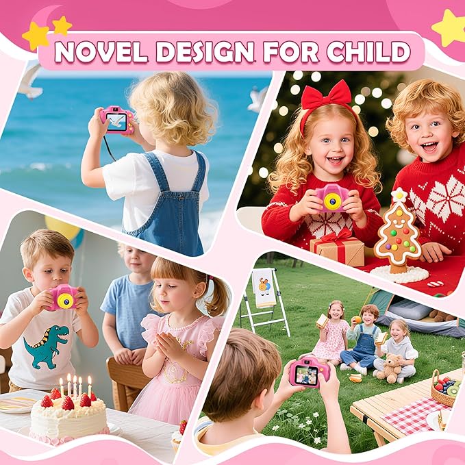 Desuccus Kids Camera for Girls 3-12, 1080P HD Digital Camera with 32GB SD Card - Toddler Camera, Christmas Birthday Gift Toys for 4 5 6 7 8 9 10 11 Year Old Girls (Pink)