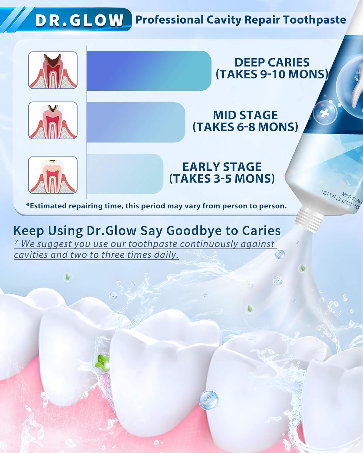 Adult Cavity Repair Toothpaste, Cavity Reversing Hydroxyapatite Toothpaste, Cavity Filler for Tooth Remineralization, Tooth Decay Treatment Repair, Enamel Repair Cavity Remover, Fluoride Free