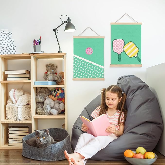 FDHSPAAM Pickleball Wall Art Decor, Gifts for Pickleball Lovers Players, Green Pickle Ball Wall Art Posters for Boys Bedroom Gym Sports Room Man Cave, 12x16 Inch Set of 2