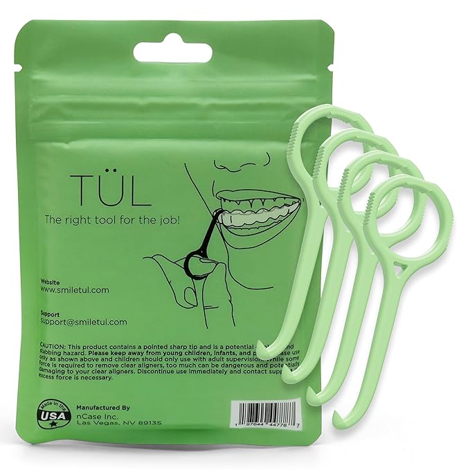 TÜL | Only Invisalign Remover Tool Made in the USA | Lifetime Replacements | Ortho Recommended Aligner Remover Tool & Retainer Remover Tool | Green 4 Pack | Top Invisalign Accessories