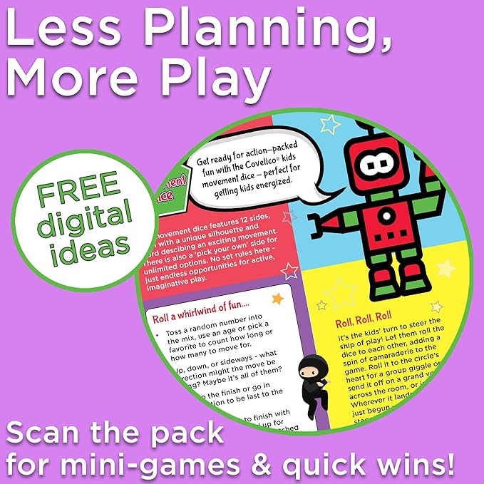 Movement Dice - Preschool Play Equipment & Recess Toys for Elementary Outside Gymnastics Games, Exercise Dice for Kids as Gross Motor Toys, PE Equipment for Outdoor & Indoor Recess Classroom