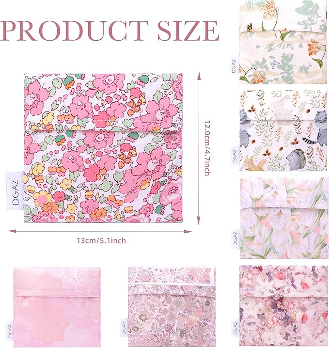 DGAZ Sanitary Napkin Storage Bag, Period Bag for Teen Aged Girls, Portable Period Bag for Panty Liners/Menstrual Cup/Small Tampons，Mini Makeup Bag for Purse(Betsy(Pink))