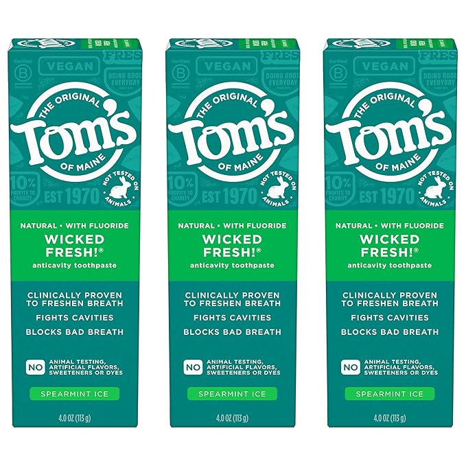 Tom's of Maine Wicked Fresh! Natural Anticavity Toothpaste, with Fluoride, 3 Pack, 4.0oz