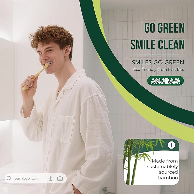 Bamboo Toothbrushes for Adults, BPA Free Bristles, Medium Soft, 5 PCS Bamboo Toothbrush for Dental Hygiene, Gum Care, Compostable, Eco Friendly, Compostable and Sustainable (Blue)