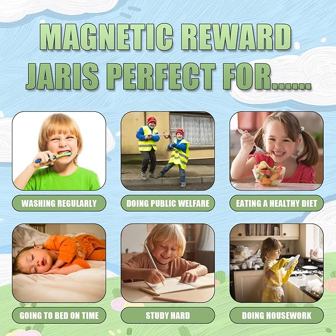 Star Reward Jar for Kids, Personalized Reward Jar for Students, Teachers & Parents, Positive Behavior Chart System with 25 Colorful Stars, Magnetic Incentive Jar for Fridge, Board, Classroom or Home