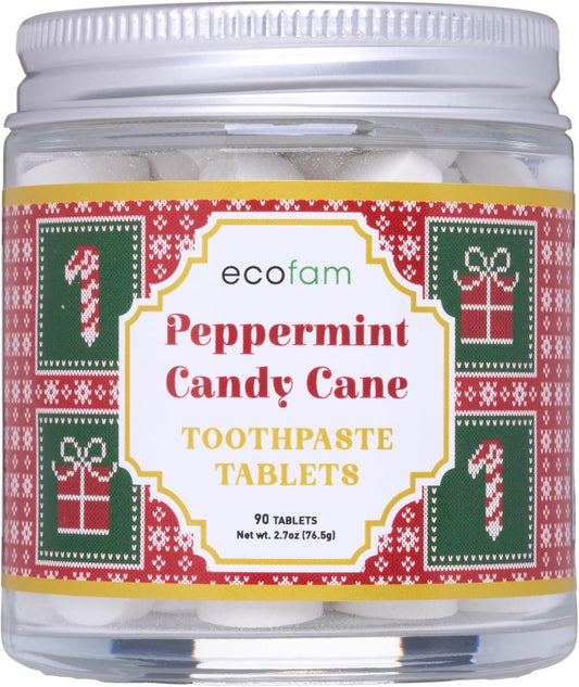 Toothpaste Tablets – Candy Cane | Nano Hydroxyapatite Toothpaste Tablets Chewable | Fluoride Free l 90 Tabs