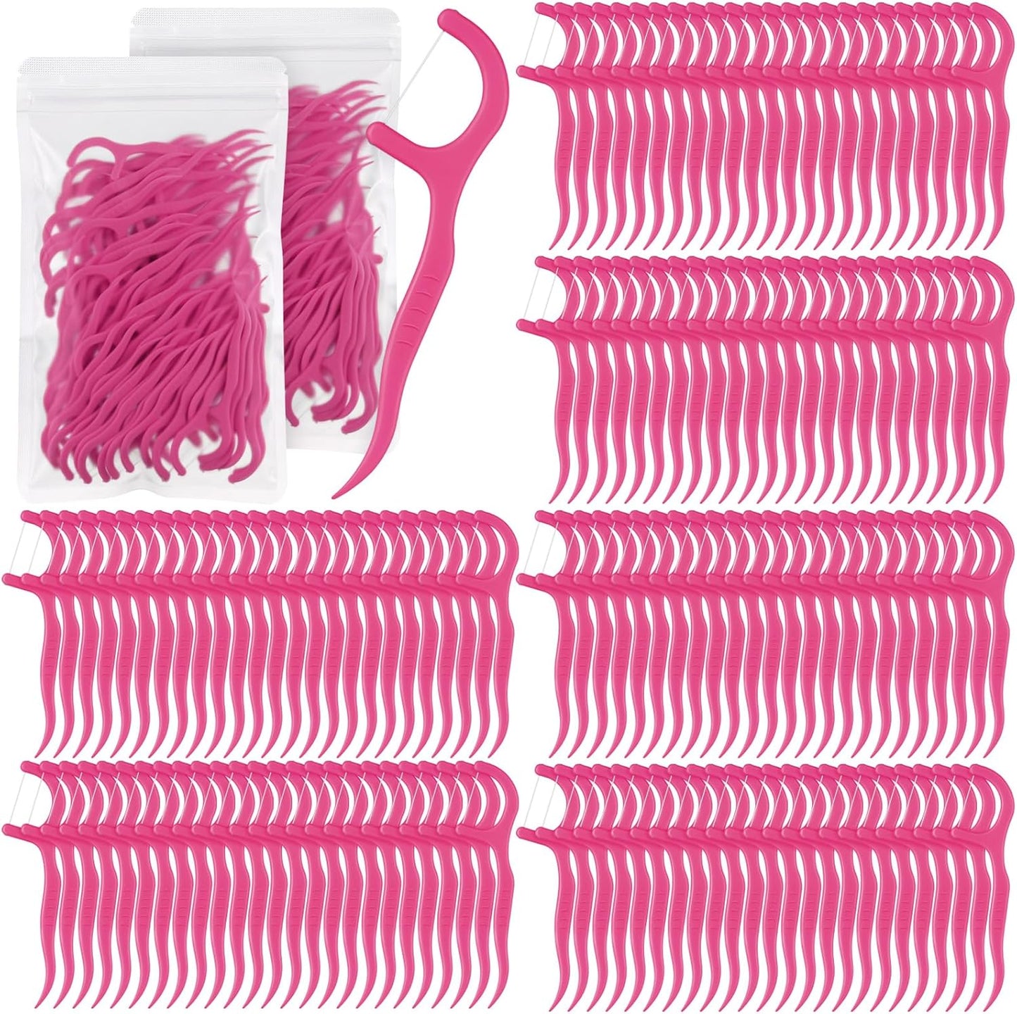 Baderke 600 Count Floss Picks Bulk Dental Flossers Picks for Adults Non Breakable Tooth Picks Flossers Teeth Cleaning Dental for Family Pack Travel(Hot Pink)