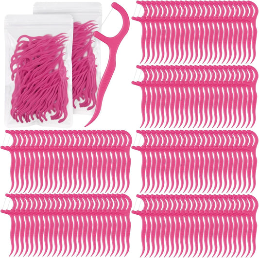 Baderke 600 Count Floss Picks Bulk Dental Flossers Picks for Adults Non Breakable Tooth Picks Flossers Teeth Cleaning Dental for Family Pack Travel(Hot Pink)