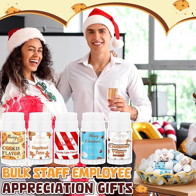 50 Pcs Christmas Lip Balm Bulk Mini Candy Cane Peppermint Flavor Lip Balms Bulk Christmas Stocking Stuffers Xmas Party Gifts Small Thank You Employee Appreciation Gifts for Women Men (Mixed Flavor)