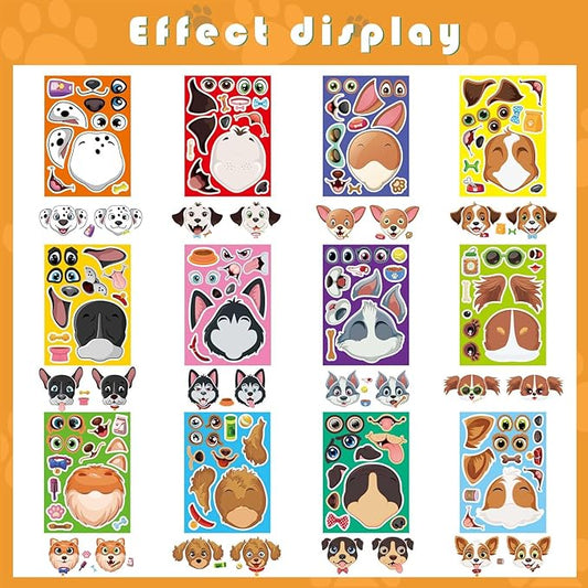 48 Sheets Dog Stickers,Make a Face Stickers for Kids, Make Your Own Dog Sticker, Animal Sticker for Kids 3-5, Brithday Gift Party Favors, Teacher Reward Classroom Games Craft