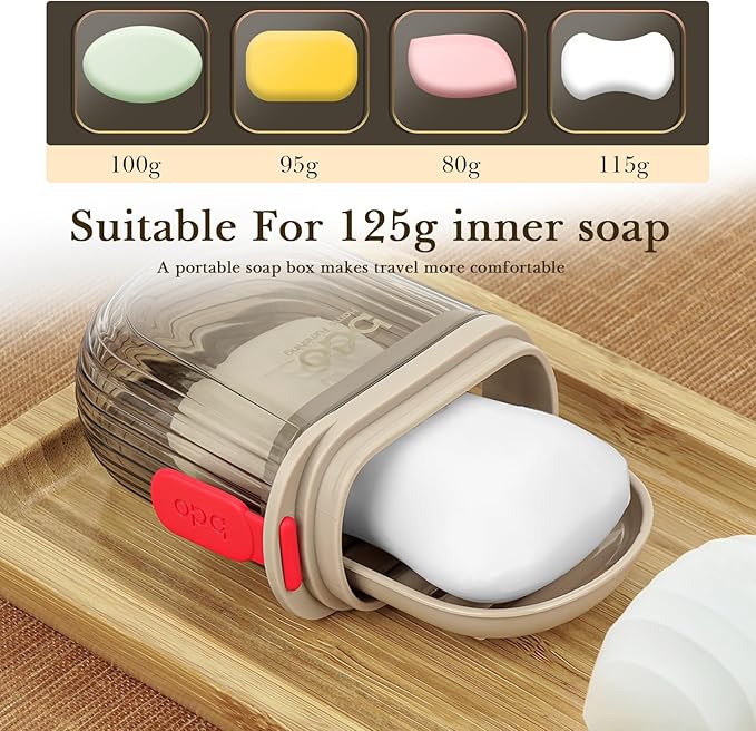 2 Pack Travel Soap Case, Leak Proof Bar Soap Holder with Drainer Tray, Portable Soap Dish Container for Shower, Gym, Camping & Travel (Clear)