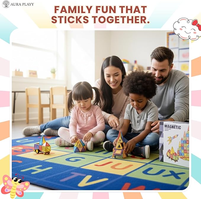 100 Piece Magnetic Tiles Set – 3D Magnet Building Blocks, STEM Educational Construction Toy for Toddlers & Kids | Creativity, Learning, and Fun for Boys & Girls Ages 3+