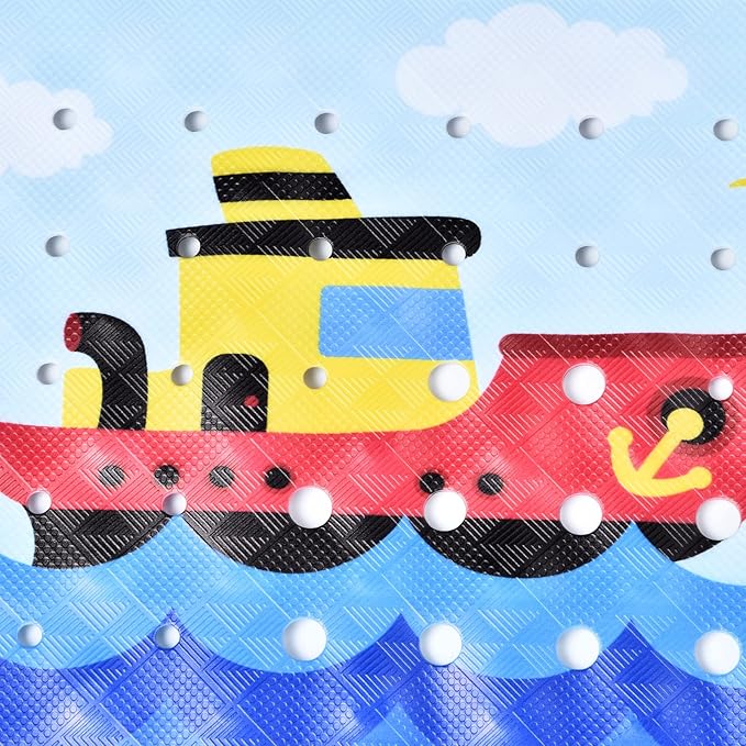 Baby Bath Mat for Tub Non Slip Kids Bathtub Mat Extra Long 40X16 Inch Toddler Bath Tub Shower Mat Anti Slip with Suction Cups & Drain Holes, Machine Washable, Ships