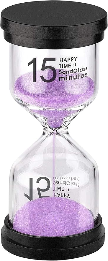 SuLiao Hourglass Sand Timer 15 Minute: Plastic Sand Clock, Purple Sand Watch 15 Min, Colorful Reloj De Arena 15 Minutos, Large Hour Glass Sandglass for Kids, Games, Home, Classroom, Kitchen, Decor