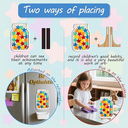 Magnetic Reward Jar for Classroom & Kids - Star Jar Incentive System, Potty Training Chart with Tokens, Behavior Management Tool, Boys & Girls