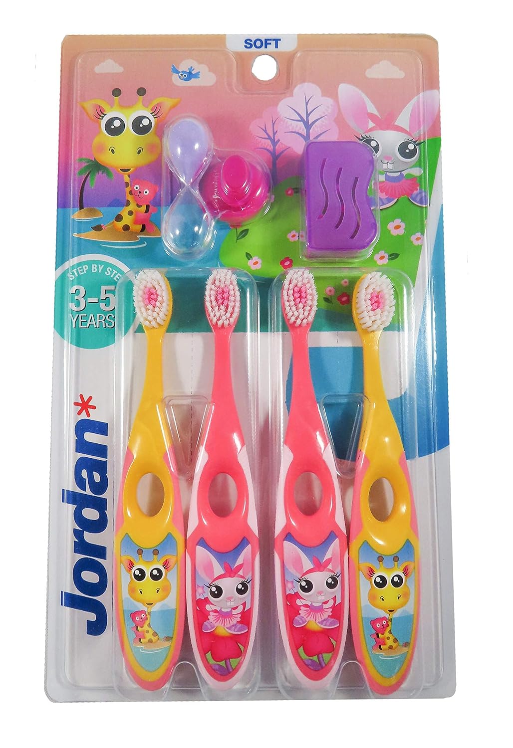 Jordan* | Step 1 + Step 2 Toothbrush Pack | Pack of Toothbrushes for Babies 0-2 Years and Children 3-5 Years Old | 4 + 4 Units