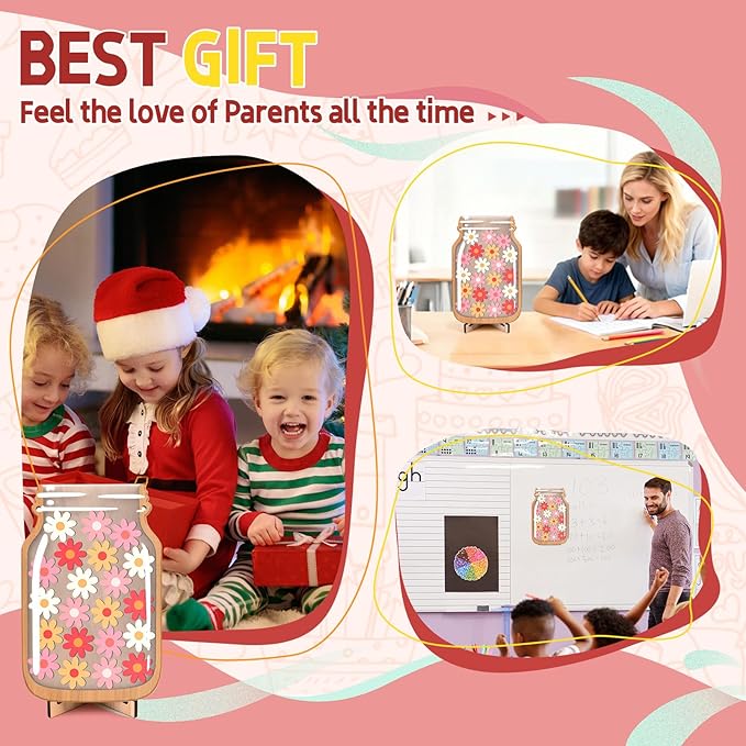 Flowers Reward Jars for Kids-Magnetic Reward System with Colorful Letter Stickers,Behavior Classroom Incentive Jar for Teachers Parents (Mason Jar with Stars, Kids Motivational Tool)